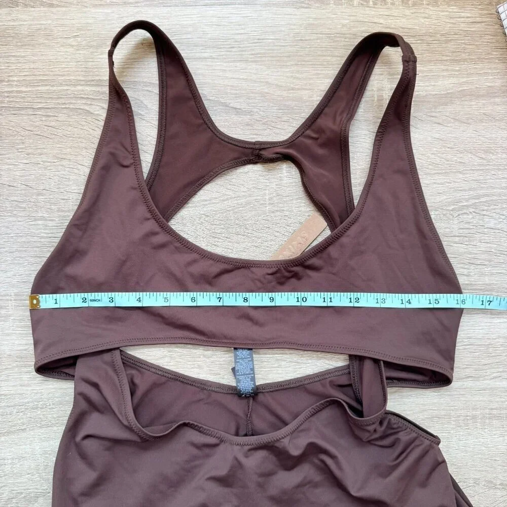 NWT SKIMS Recycled Swim Cut Out Tank Dress Cocoa XL